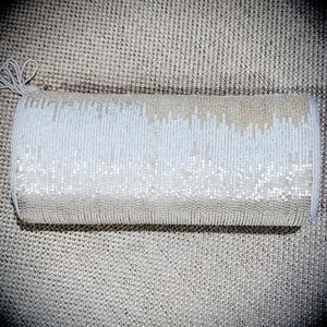 Francine Vintage Ivory & White Beaded Clutch